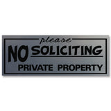 All Quality "Please No Soliciting Private Property" Engraved Sign, 2" x 5"