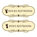 Designer Bucks and Does Novelty Restroom Signs (Set of 2) Wall or Door Sign