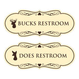 Designer Bucks and Does Novelty Restroom Signs (Set of 2) Wall or Door Sign