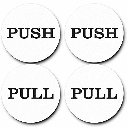 2" Round Push Pull Door Signs (White) - 2 sets (4pcs)