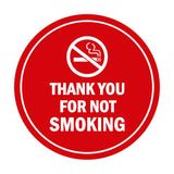 Signs ByLITA Circle Thank you for not smoking Sign with Adhesive Tape, Mounts On Any Surface, Weather Resistant, Indoor/Outdoor Use