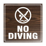 Signs ByLITA Square No Diving Sign with Adhesive Tape, Mounts On Any Surface, Weather Resistant, Indoor/Outdoor Use