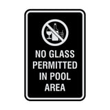Portrait Round No Glass Permitted In Pool Area Sign
