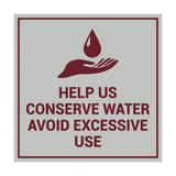 Signs ByLITA Square Help Us Conserve Water Avoid Excessive Use Sign with Adhesive Tape, Mounts On Any Surface, Weather Resistant, Indoor/Outdoor Use