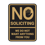 Portrait Round No Soliciting We Do Not Want Anything From You Wall or Door Sign