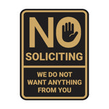 Portrait Round No Soliciting We Do Not Want Anything From You Wall or Door Sign