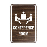 Walnut Portrait Round Conference Room Sign