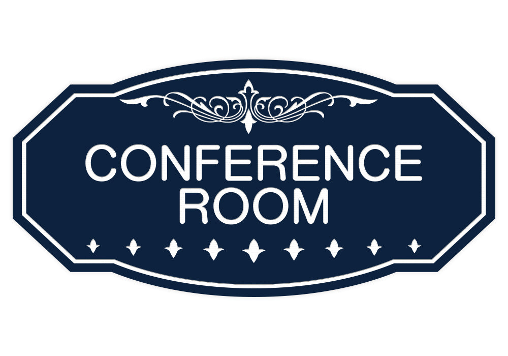 Navy Blue / White Victorian Conference Room Sign