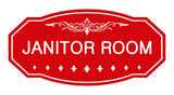 Red Victorian Janitor Room Sign