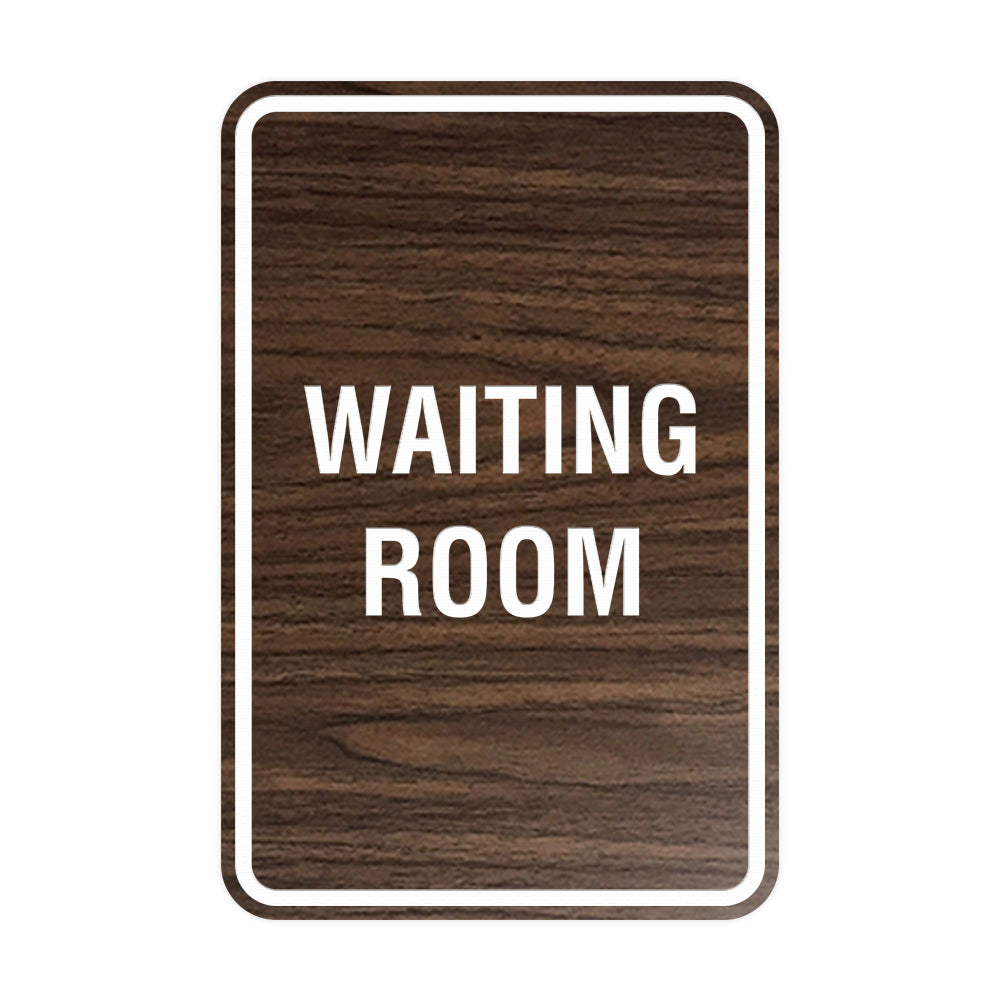 Walnut Portrait Round Waiting Room Sign