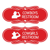 Designer Cowgirls and Cowboys Restroom Signs, (Set of 2) Wall or Door Signs