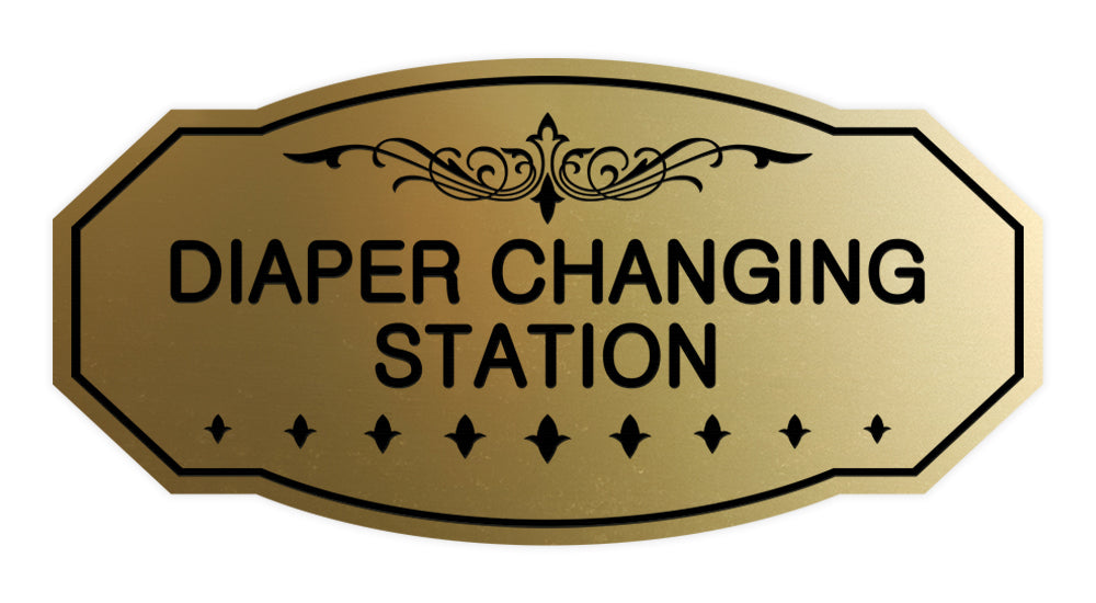 Brushed Gold Victorian Diaper Changing Station Sign