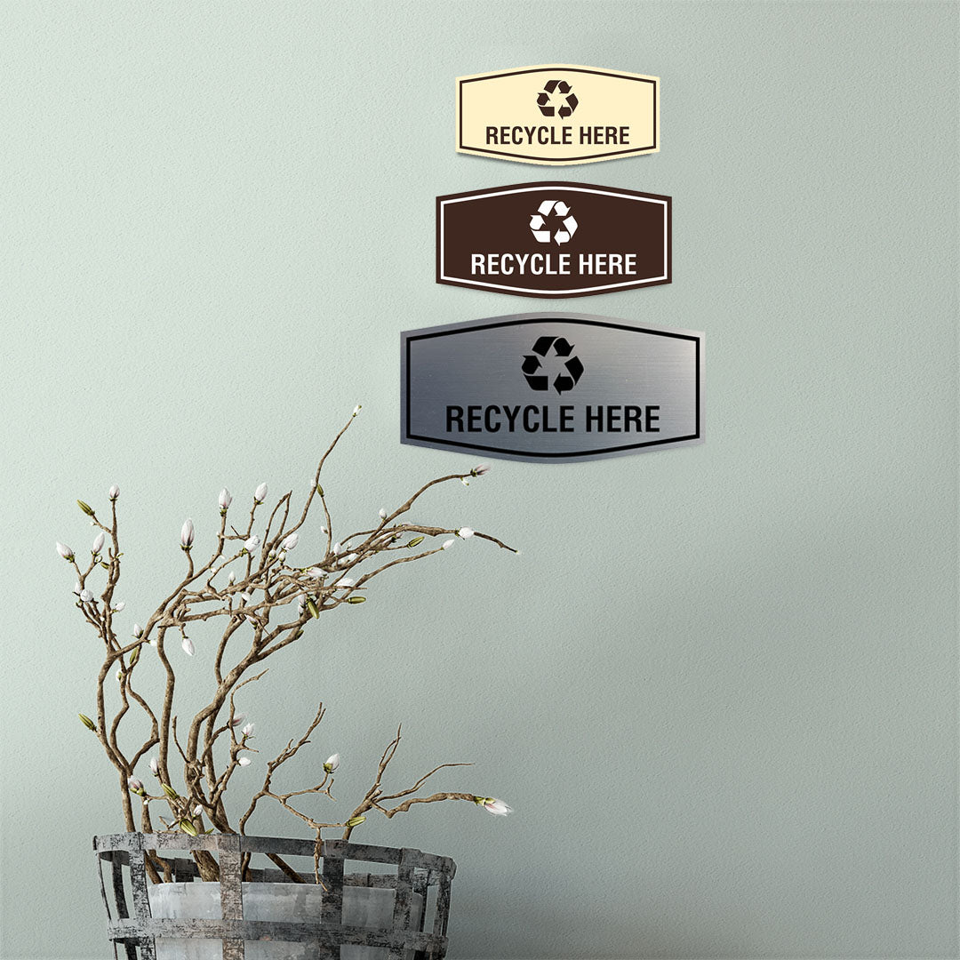 Fancy Recycle Here Wall or Door Sign