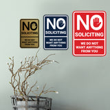 Portrait Round No Soliciting We Do Not Want Anything From You Wall or Door Sign