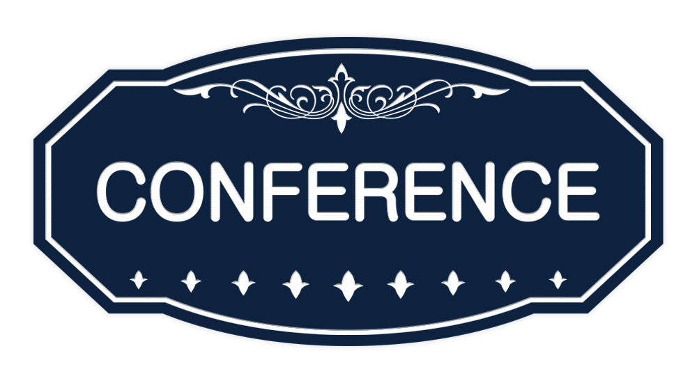 Navy Blue / White Victorian Conference Sign