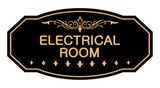 Black / Gold Victorian Electrical Room Sign