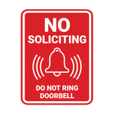 Portrait Round No Soliciting Do Not Ring Doorbell Wall or Door Sign