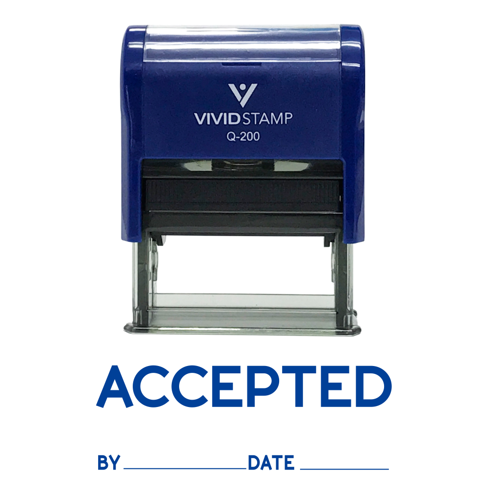 Accepted By Date Self Inking Rubber Stamp