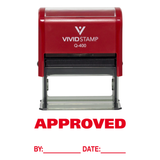 Approved W/ By Date Line Self-Inking Office Rubber Stamp
