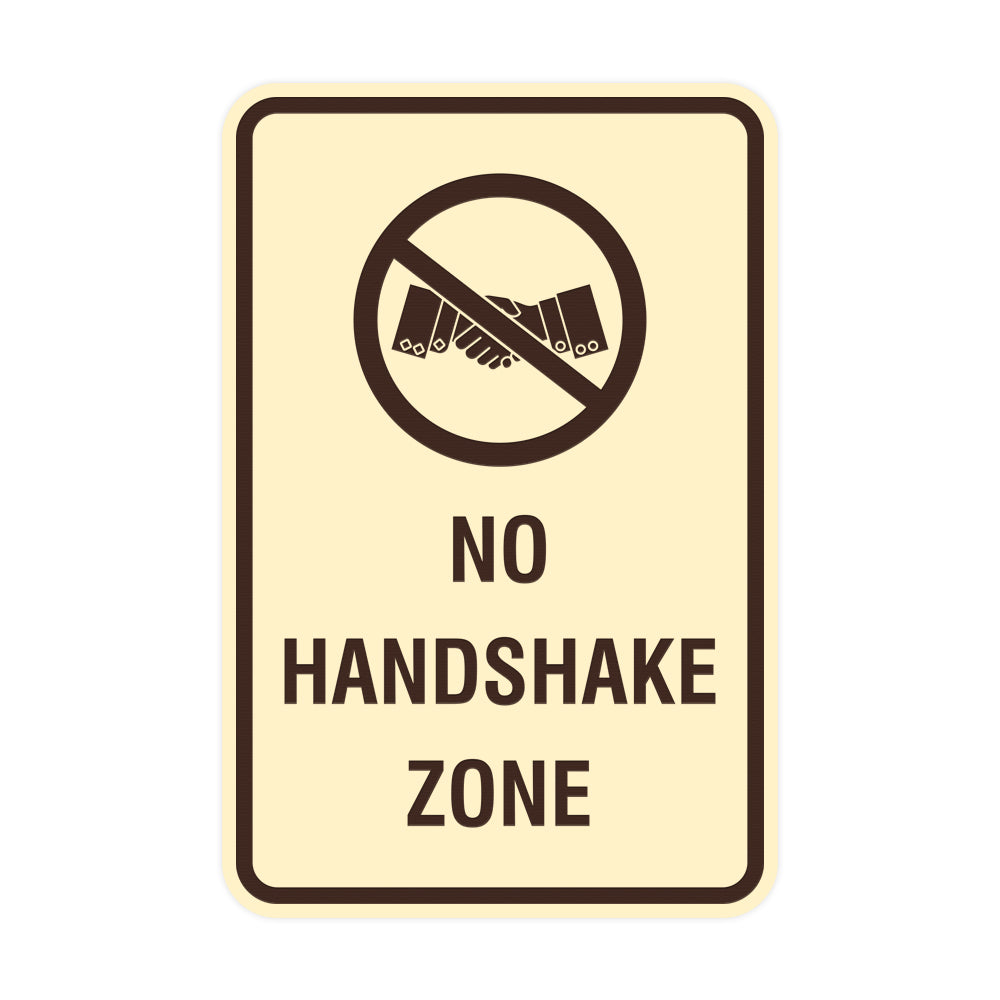 Portrait Round No Handshake Zone Sign