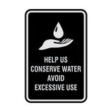 Portrait Round Help Us Conserve Water Avoid Excessive Use Sign