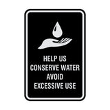 Portrait Round Help Us Conserve Water Avoid Excessive Use Sign