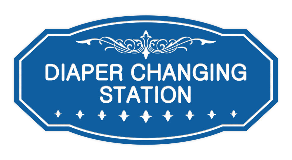 Blue Victorian Diaper Changing Station Sign