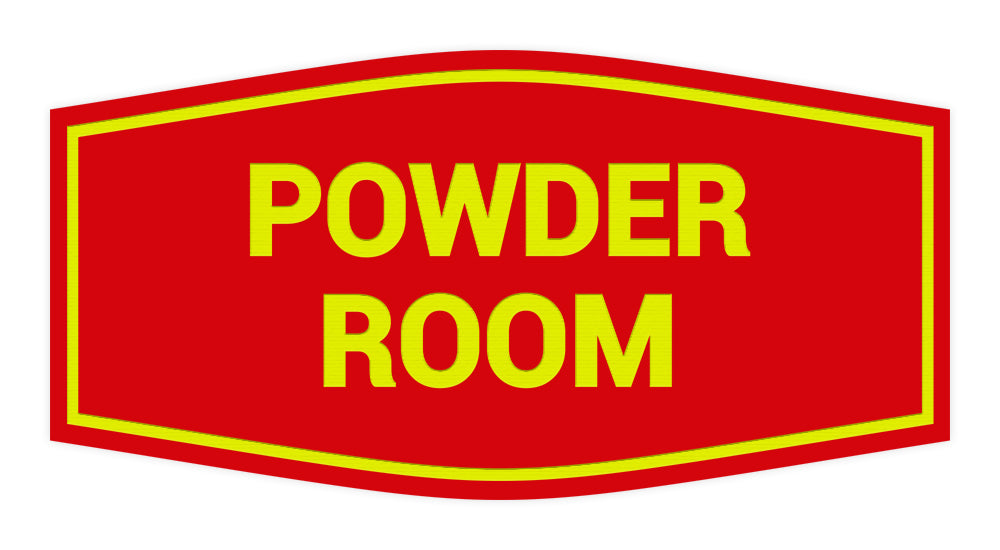 Red / Yellow Signs ByLITA Fancy Powder Room Sign with Adhesive Tape, Mounts On Any Surface, Weather Resistant, Indoor/Outdoor Use