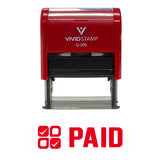 Paid W/ Check Icon Self Inking Rubber Stamp