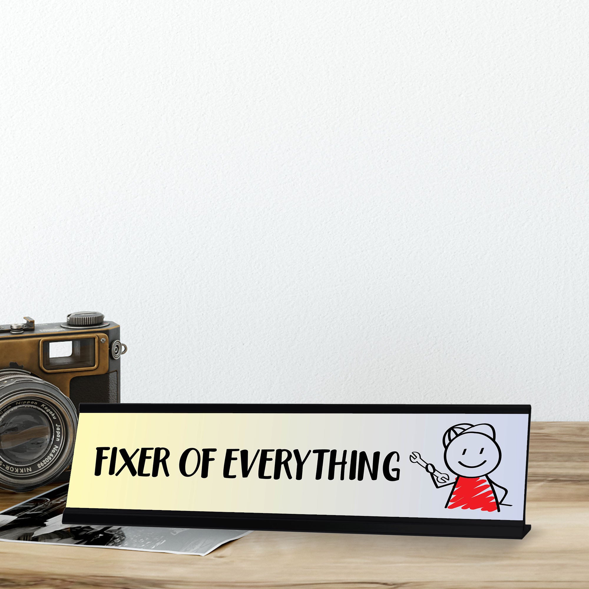Fixer of Everything, Stick People Desk Sign, Novelty Nameplate (2 x 8")