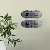 Designer Cowgirls and Cowboys Restroom Signs, (Set of 2) Wall or Door Signs