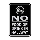 Portrait Round No Food Or Drink In Hallway Sign