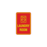 Red / Yellow Portrait Round Laundry Room Sign