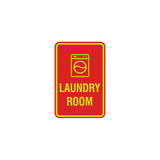 Red / Yellow Portrait Round Laundry Room Sign