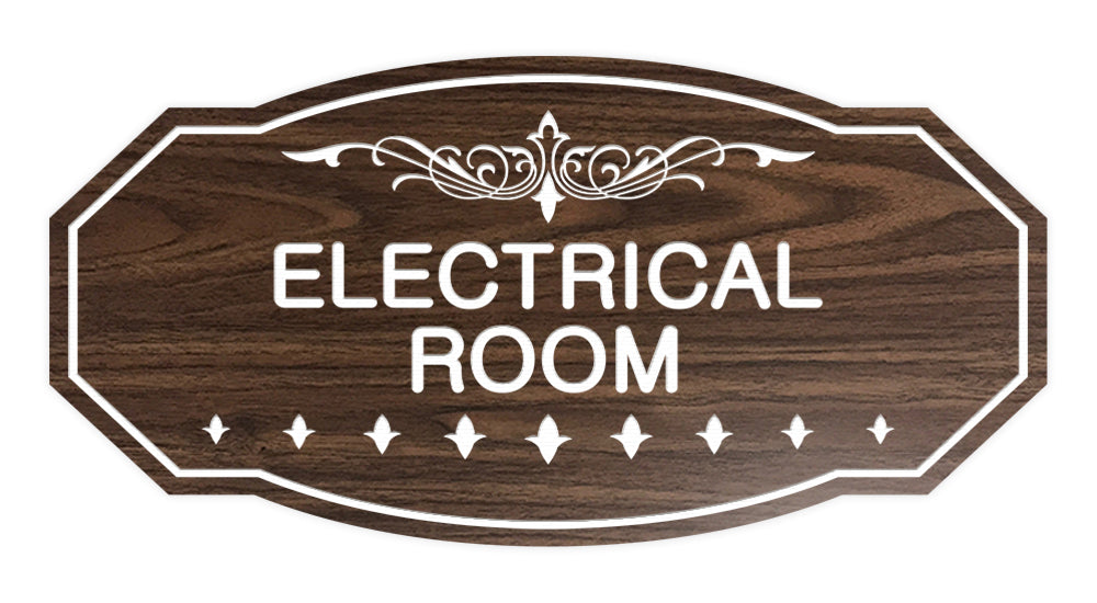Walnut Victorian Electrical Room Sign