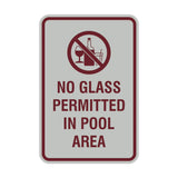 Portrait Round No Glass Permitted In Pool Area Sign