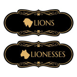 Designer Lions and Lionesses, Novelty Restroom (Set of 2) Wall or Door Signs