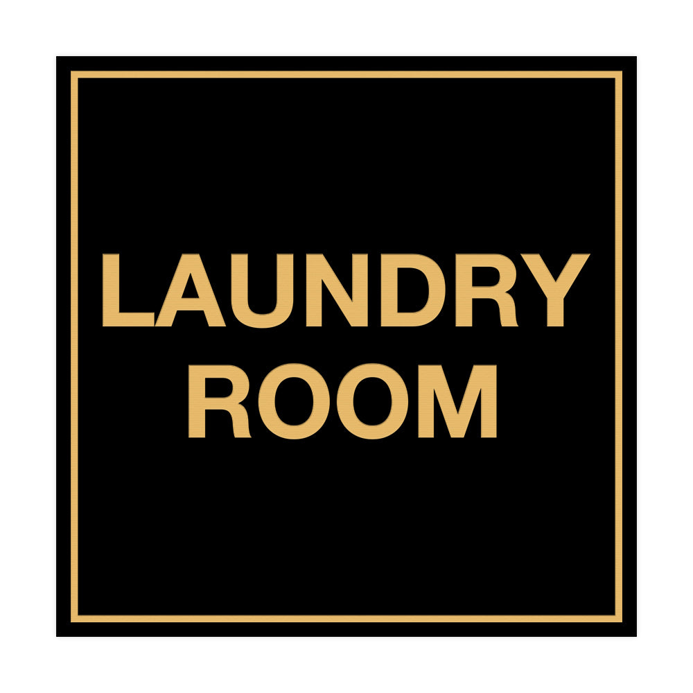Black / Gold Signs ByLITA Square Laundry Room Sign