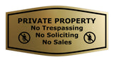 Fancy Private Property No Trespassing No Soliciting No Sales Wall or Door Sign