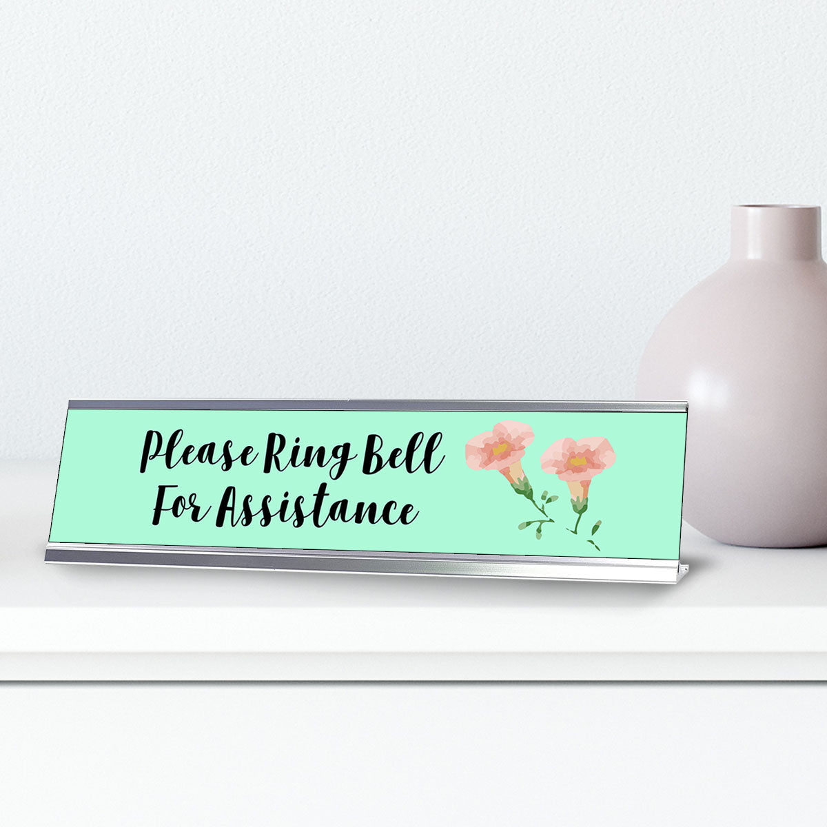 Please Ring Bell For Assistance, Floral Designer Desk Sign 2 x 8