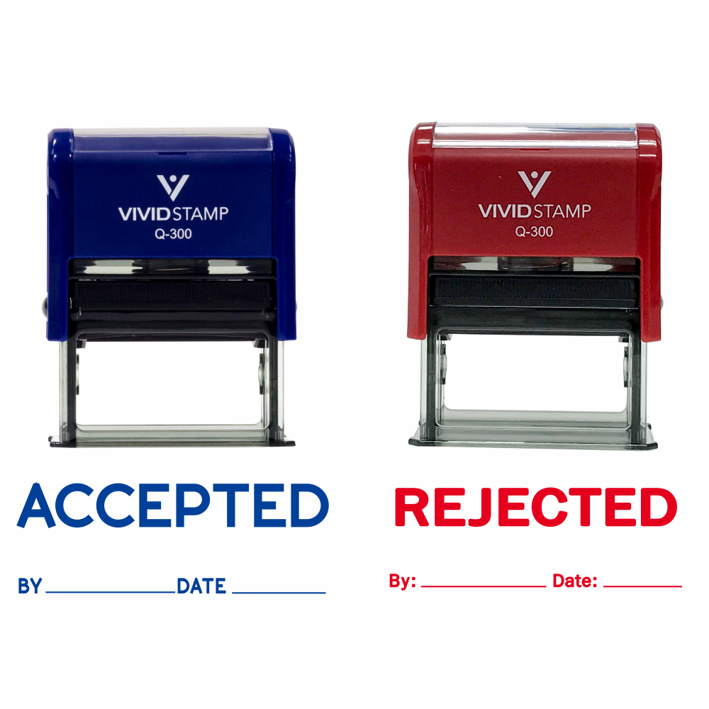 Accepted / Rejected By Date Self Inking Rubber Stamp - 2 Pack