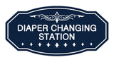 Navy Blue / White Victorian Diaper Changing Station Sign