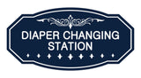 Navy Blue / White Victorian Diaper Changing Station Sign