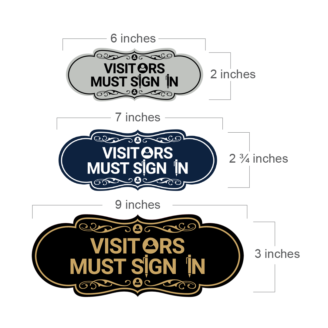 Designer Visitors Must Sign In Wall or Door Sign – Pacific Sign and Stamp