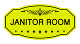 Yellow / Black Victorian Janitor Room Sign