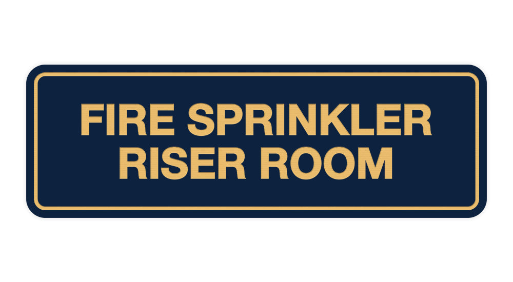 Navy Blue / Gold Signs ByLITA Standard Fire Sprinkler Riser Room Sign