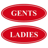 Oval LADIES GENTS Restroom Signs - 2 Pack