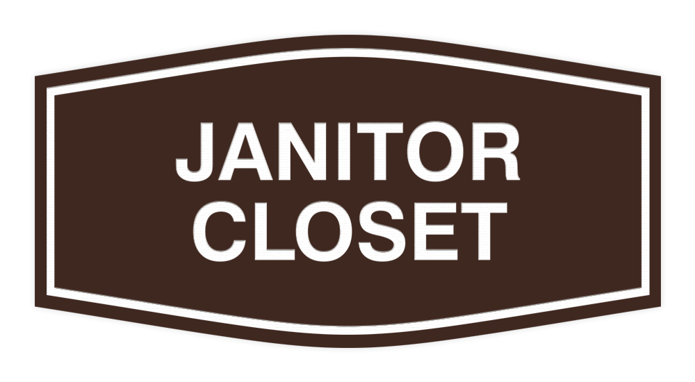 Dark Brown Fancy Janitor Closet Sign