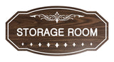 Walnut / White Victorian Storage Room Sign
