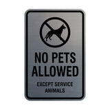 Portrait Round No Pets Allowed Except Service Animals Sign